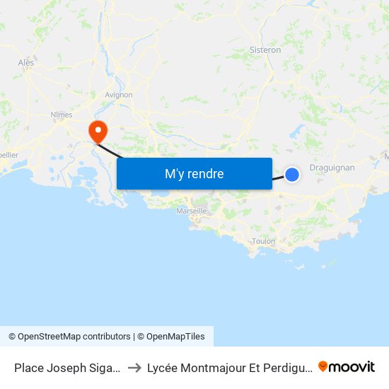 Place Joseph Sigaud to Lycée Montmajour Et Perdiguier map