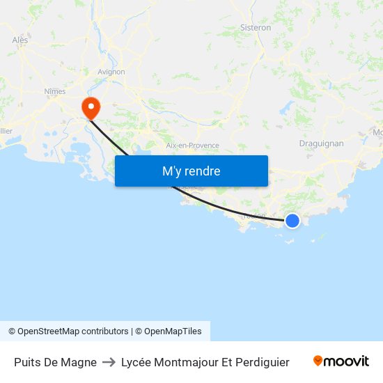 Puits De Magne to Lycée Montmajour Et Perdiguier map