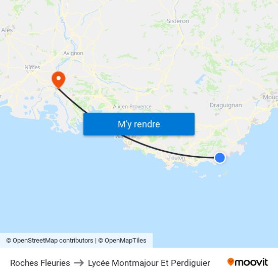 Roches Fleuries to Lycée Montmajour Et Perdiguier map