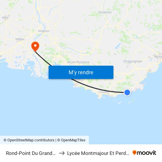 Rond-Point Du Grand Bleu to Lycée Montmajour Et Perdiguier map