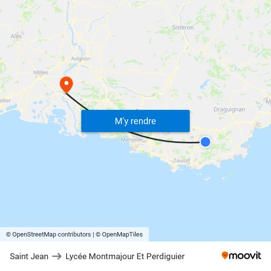 Saint Jean to Lycée Montmajour Et Perdiguier map