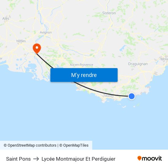 Saint Pons to Lycée Montmajour Et Perdiguier map