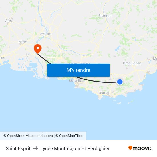 Saint Esprit to Lycée Montmajour Et Perdiguier map