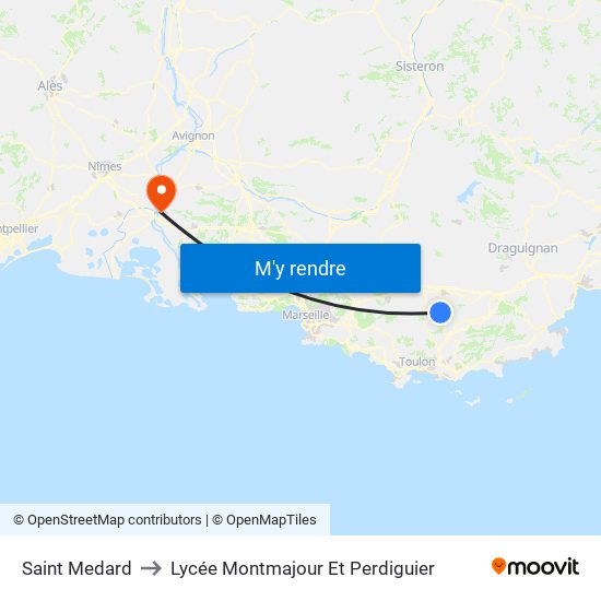 Saint Medard to Lycée Montmajour Et Perdiguier map