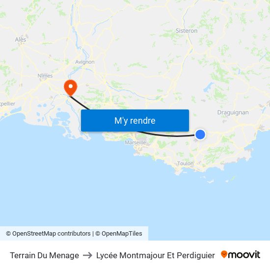 Terrain Du Menage to Lycée Montmajour Et Perdiguier map