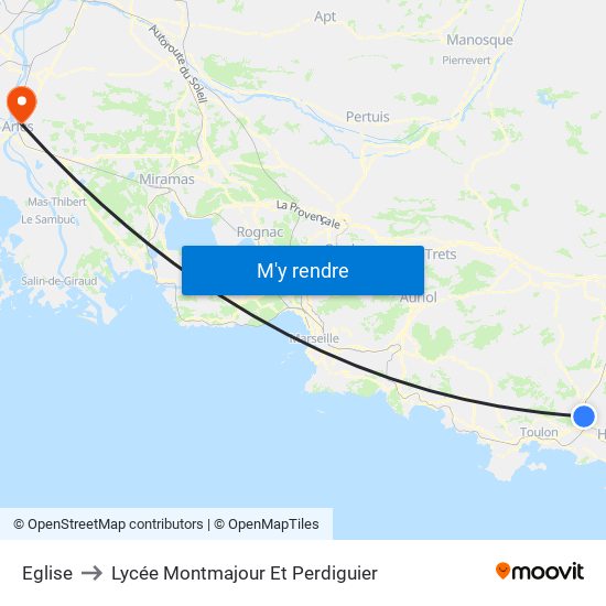 Eglise to Lycée Montmajour Et Perdiguier map