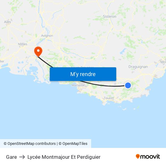 Gare to Lycée Montmajour Et Perdiguier map