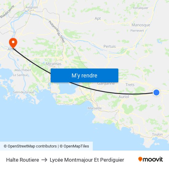 Halte Routiere to Lycée Montmajour Et Perdiguier map