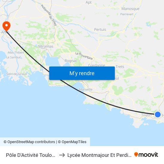 Pôle D'Activité Toulon Est to Lycée Montmajour Et Perdiguier map