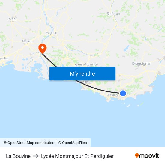 La Bouvine to Lycée Montmajour Et Perdiguier map