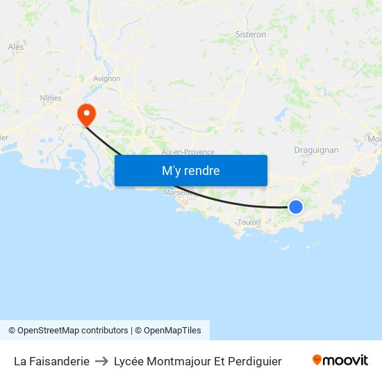 La Faisanderie to Lycée Montmajour Et Perdiguier map