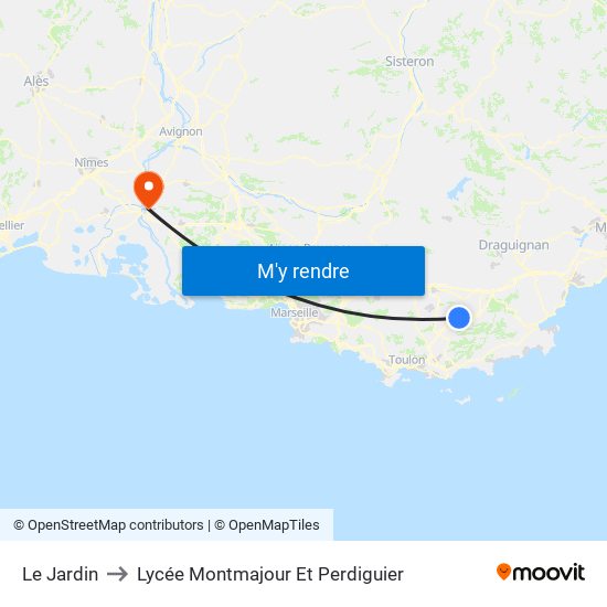 Le Jardin to Lycée Montmajour Et Perdiguier map