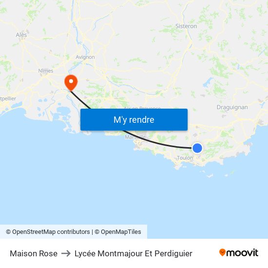 Maison Rose to Lycée Montmajour Et Perdiguier map