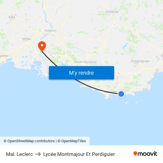 Mal. Leclerc to Lycée Montmajour Et Perdiguier map