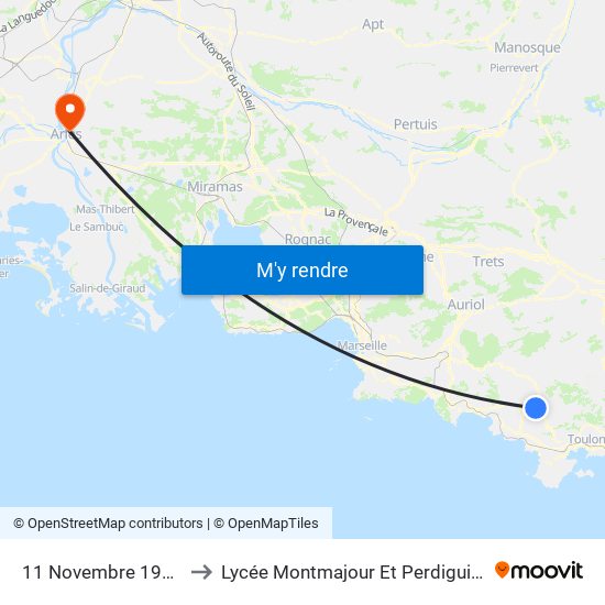 11 Novembre 1918 to Lycée Montmajour Et Perdiguier map