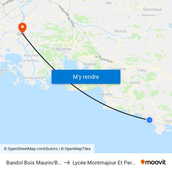 Bandol Bois Maurin/Buffon to Lycée Montmajour Et Perdiguier map