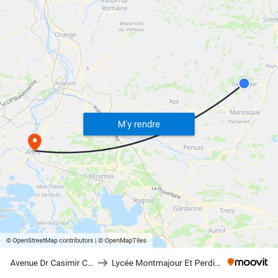 Avenue Dr Casimir Caire to Lycée Montmajour Et Perdiguier map