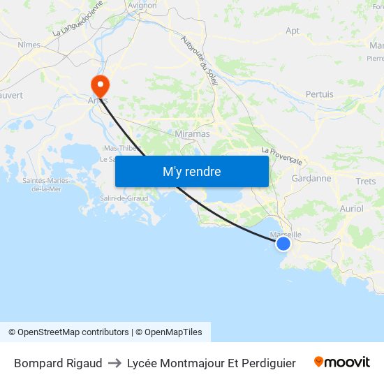 Bompard Rigaud to Lycée Montmajour Et Perdiguier map