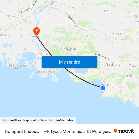 Bompard Endoume to Lycée Montmajour Et Perdiguier map