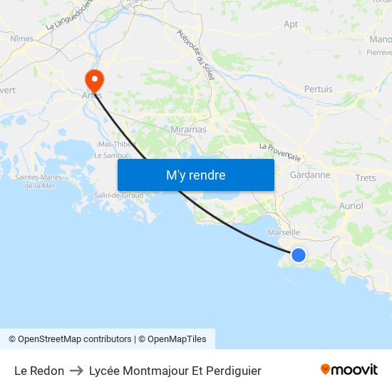 Le Redon to Lycée Montmajour Et Perdiguier map