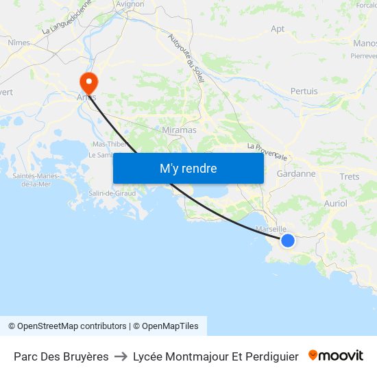 Parc Des Bruyères to Lycée Montmajour Et Perdiguier map