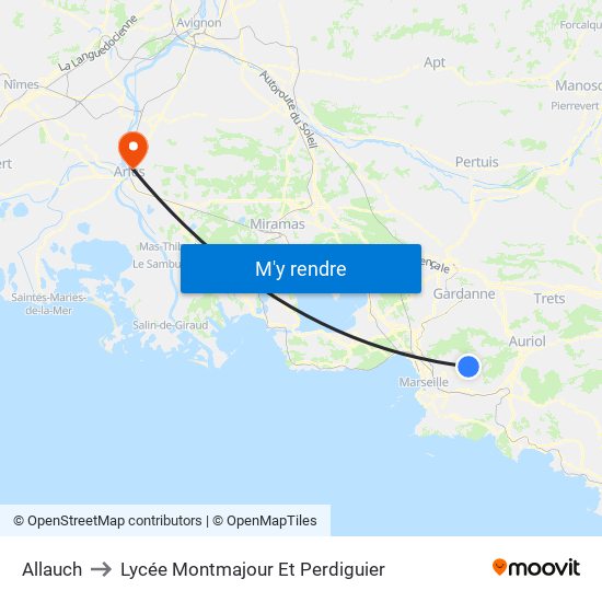 Allauch to Lycée Montmajour Et Perdiguier map