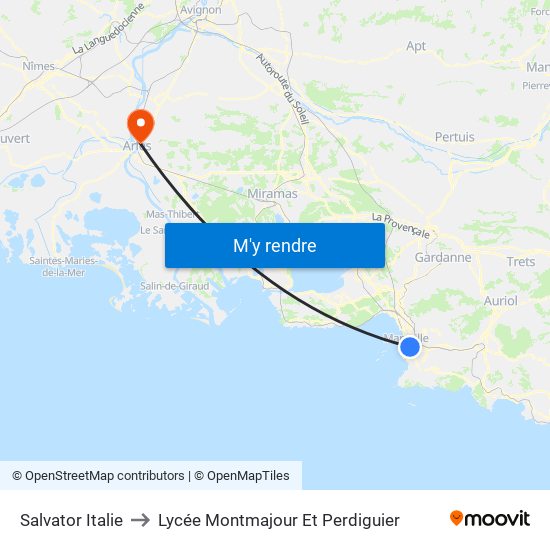 Salvator Italie to Lycée Montmajour Et Perdiguier map