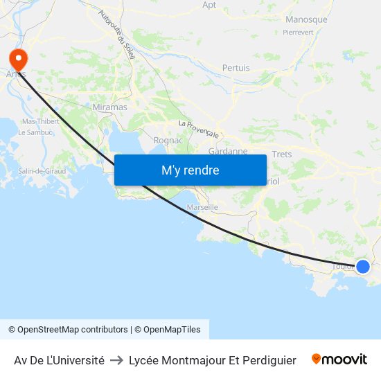 Av De L'Université to Lycée Montmajour Et Perdiguier map