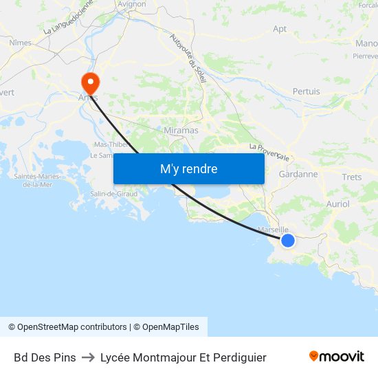Bd Des Pins to Lycée Montmajour Et Perdiguier map