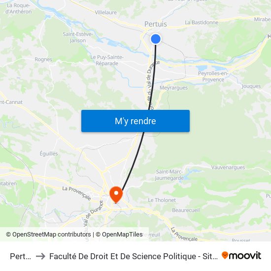 Pertuis to Faculté De Droit Et De Science Politique - Site Schuman map