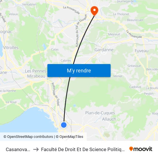 Casanova Canet to Faculté De Droit Et De Science Politique - Site Schuman map