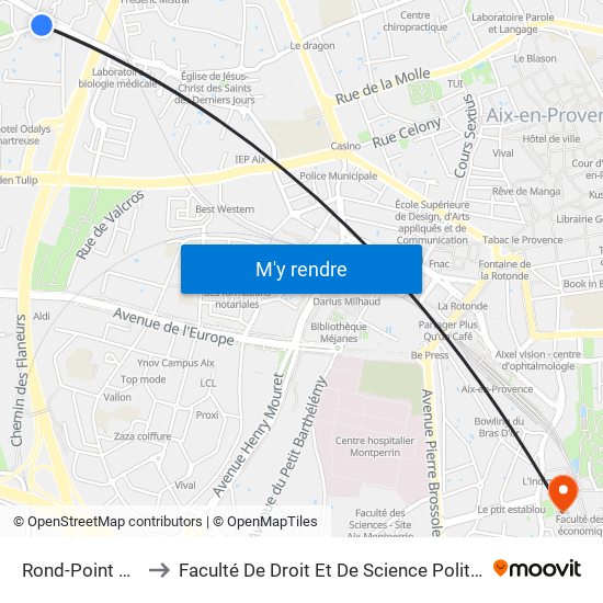 Rond-Point D'Eguilles to Faculté De Droit Et De Science Politique - Site Schuman map