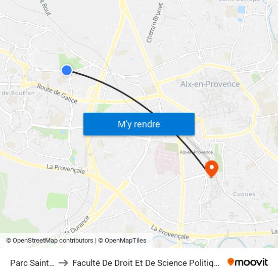Parc Saint-Mitre to Faculté De Droit Et De Science Politique - Site Schuman map