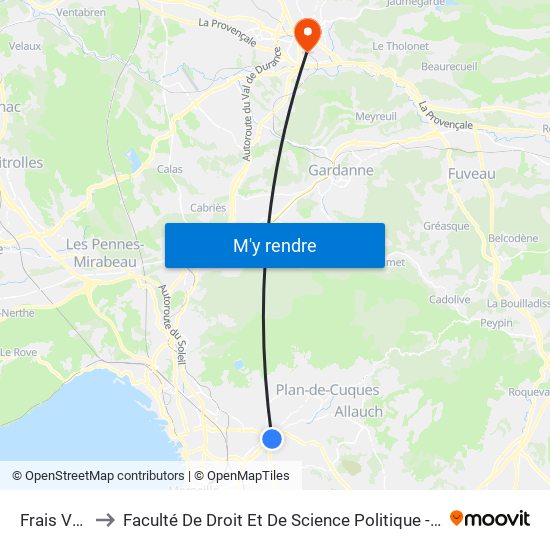 Frais Vallon to Faculté De Droit Et De Science Politique - Site Schuman map