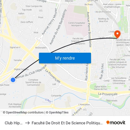 Club Hippique to Faculté De Droit Et De Science Politique - Site Schuman map