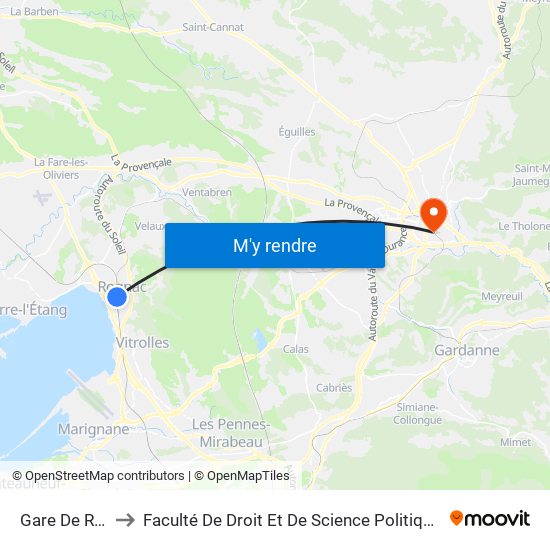 Gare De Rognac to Faculté De Droit Et De Science Politique - Site Schuman map