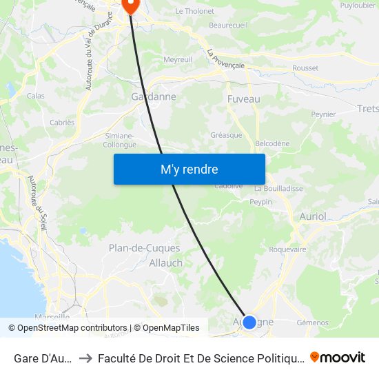 Gare D'Aubagne to Faculté De Droit Et De Science Politique - Site Schuman map