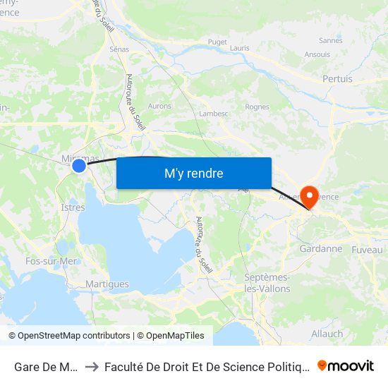 Gare De Miramas to Faculté De Droit Et De Science Politique - Site Schuman map
