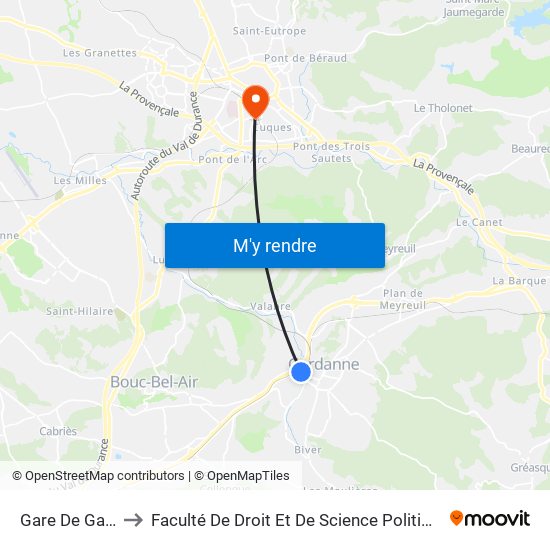 Gare De Gardanne to Faculté De Droit Et De Science Politique - Site Schuman map