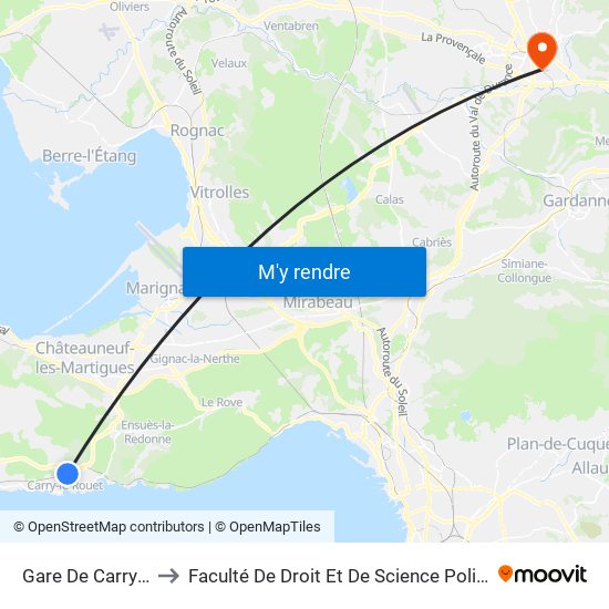 Gare De Carry-Le-Rouet to Faculté De Droit Et De Science Politique - Site Schuman map