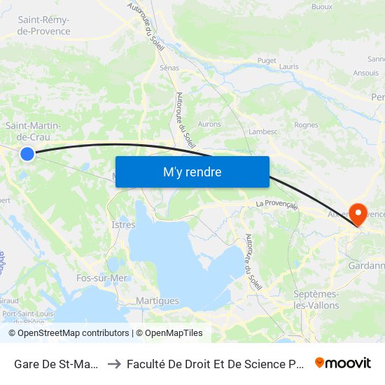 Gare De St-Martin-De-Crau to Faculté De Droit Et De Science Politique - Site Schuman map