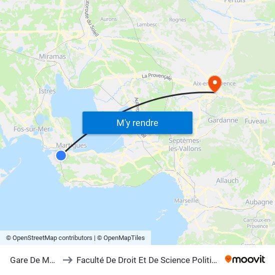 Gare De Martigues to Faculté De Droit Et De Science Politique - Site Schuman map