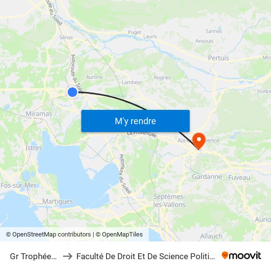 Gr Trophées Quai 1 to Faculté De Droit Et De Science Politique - Site Schuman map