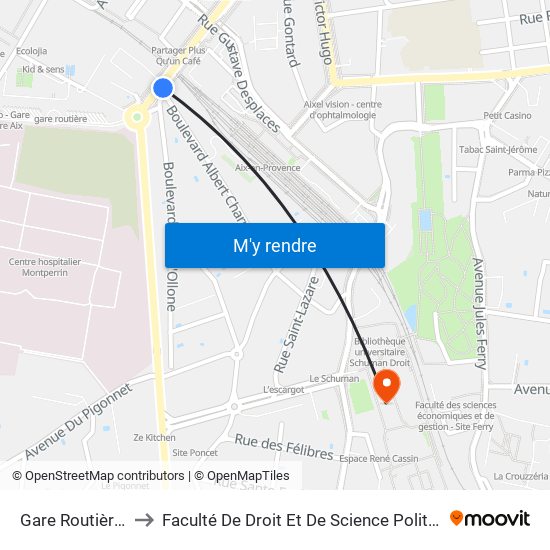 Gare Routière Belges to Faculté De Droit Et De Science Politique - Site Schuman map