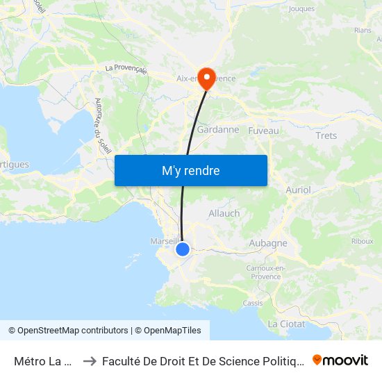 Métro La Timone to Faculté De Droit Et De Science Politique - Site Schuman map
