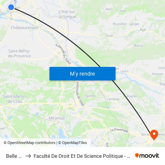 Belle Rive to Faculté De Droit Et De Science Politique - Site Schuman map