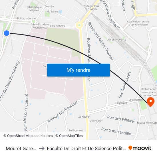 Mouret Gare Routière to Faculté De Droit Et De Science Politique - Site Schuman map