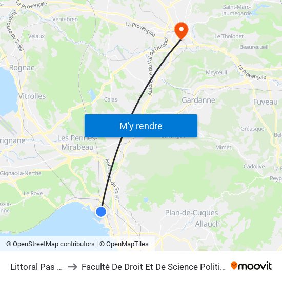 Littoral Pas Du Faon to Faculté De Droit Et De Science Politique - Site Schuman map
