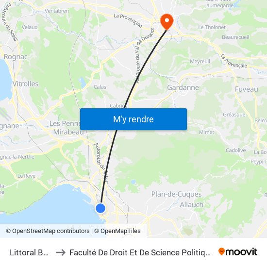 Littoral Bernabo to Faculté De Droit Et De Science Politique - Site Schuman map