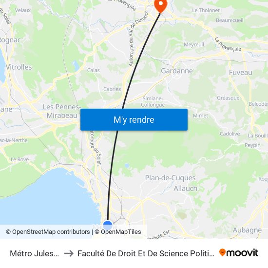 Métro Jules Guesde to Faculté De Droit Et De Science Politique - Site Schuman map